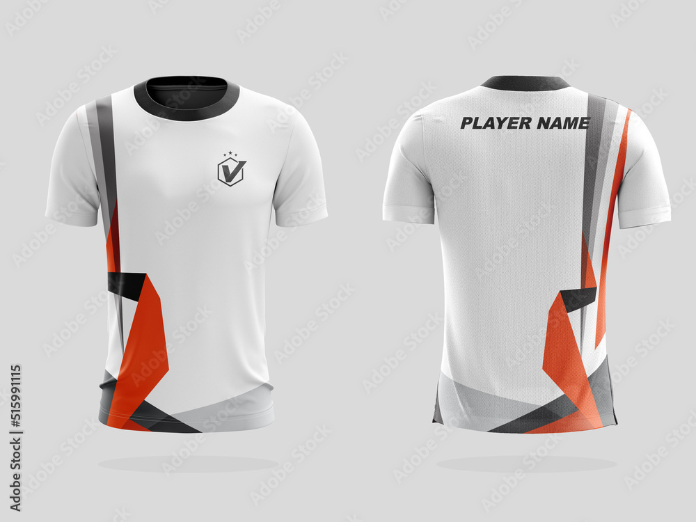 Illustrazione Stock Specification Soccer Sport mockup , Esports Gaming T  Shirt Jersey template | Adobe Stock