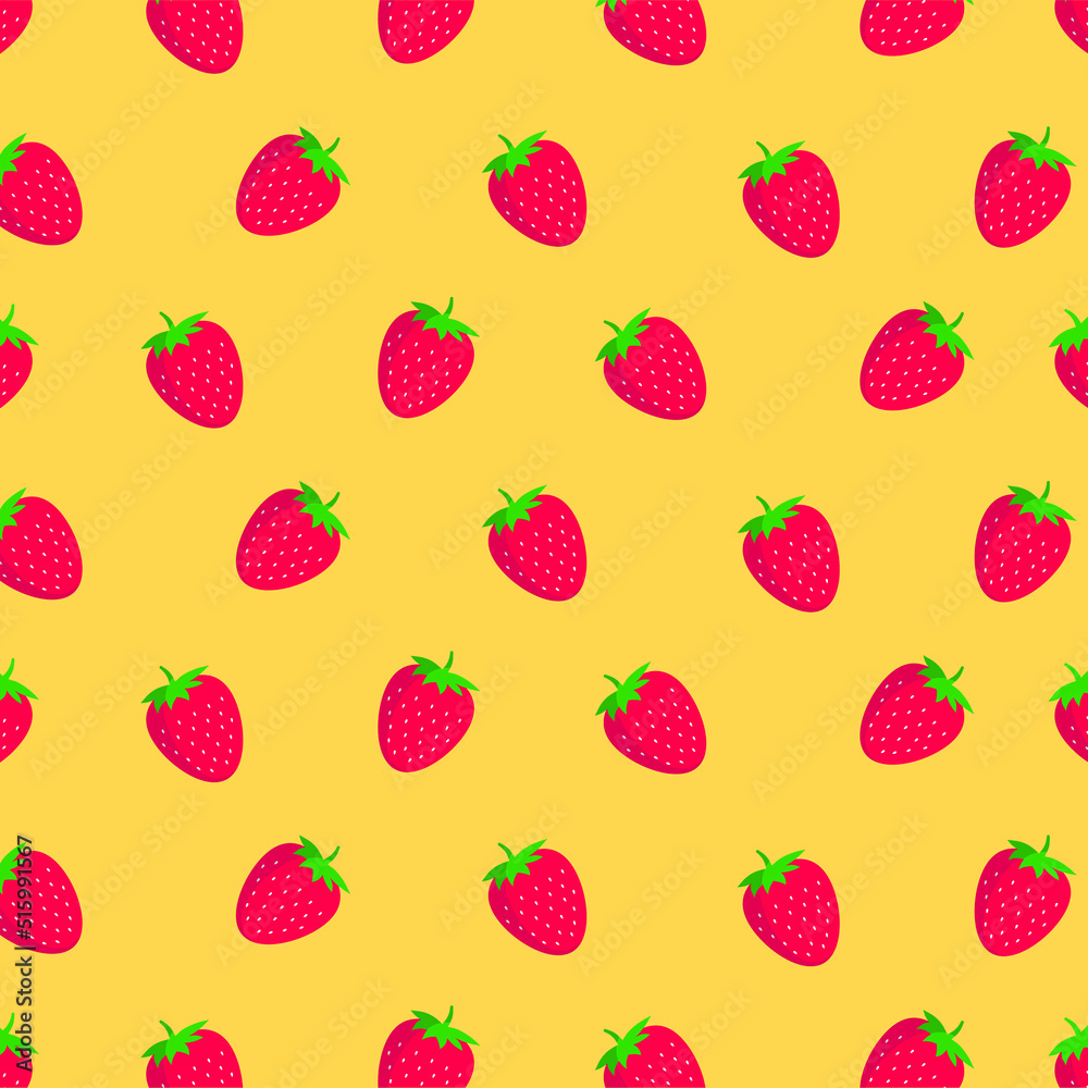 Fruit pattern.Cute fresh mix fruits Strawberry isolated on white background.Design for print screen backdrop tile wallpaper.Summer concept. Vector seamless pattern with strawberries. Great for fabrics Fruit pattern.Cute fresh mix fruits Strawberry isolated on white background.Design for print screen backdrop tile wallpaper.Summer concept. Vector seamless pattern with strawberries. Great for fabrics