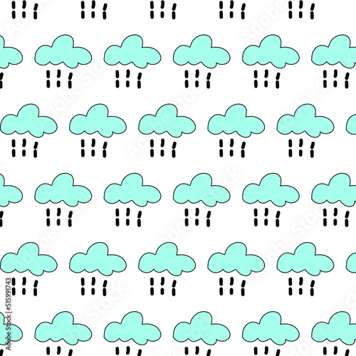 seamless pattern with clouds on white background