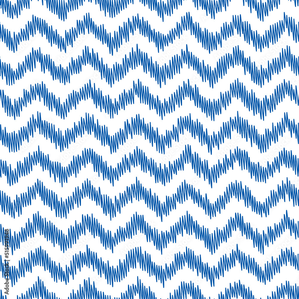 Blue chevron seamless pattern with white background.