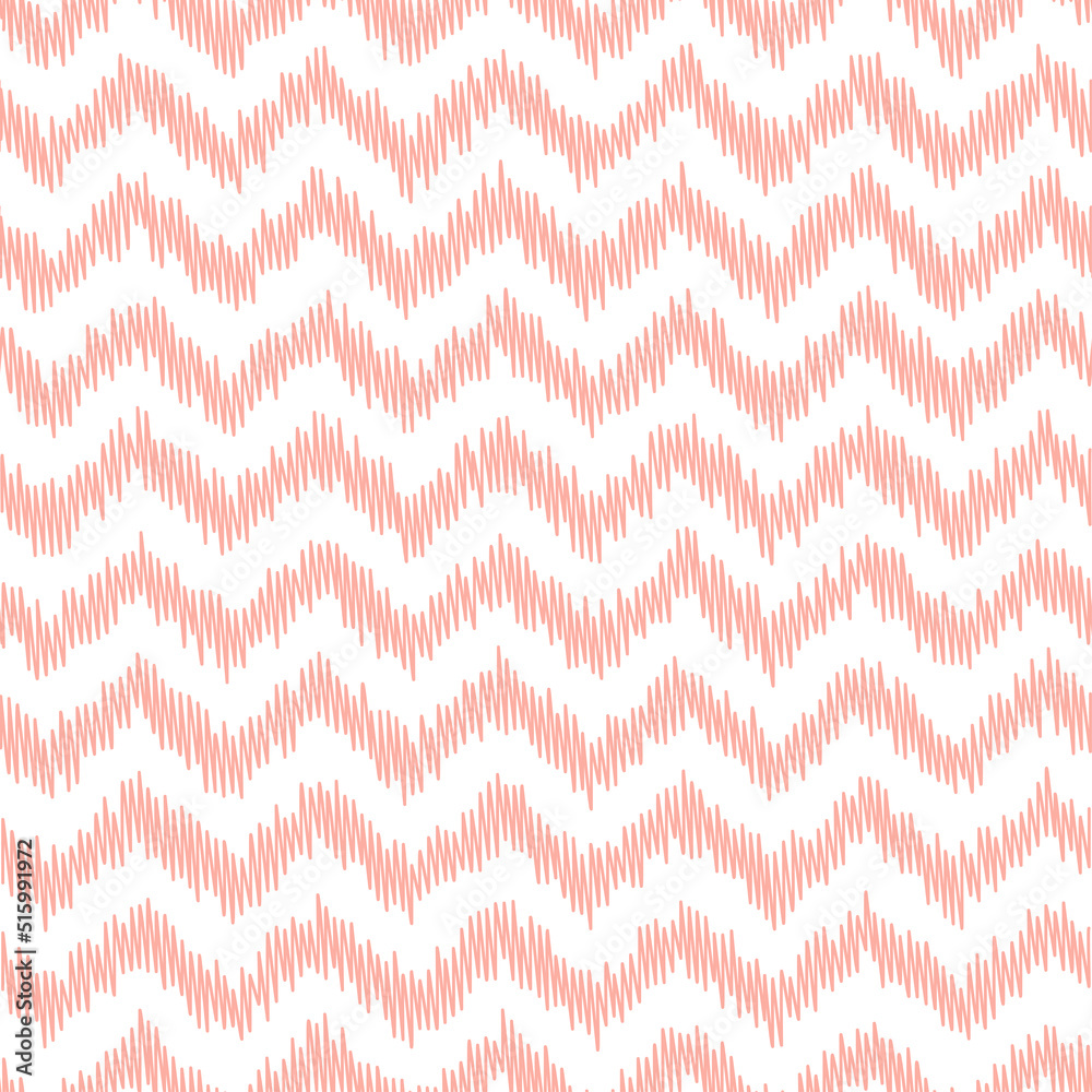 Pink hand drawn chevron seamless pattern.