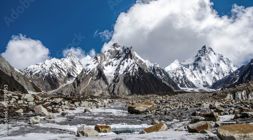 Baltoro glaciers in the Karakoram mountains range near the Kw Peak photo