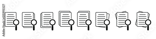 Document with magnifier loupe business concept. File search icon, document search, vector isolated.  © Maksim