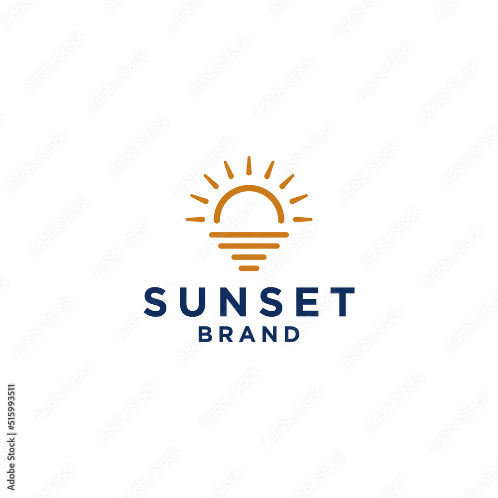 Fototapeta premium Sunset logo combination, simple clean sunset logo
