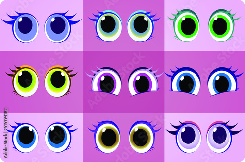 Set Cartoon Eye In Vector High quality original trendy vector set of 3d cartoon eyes.