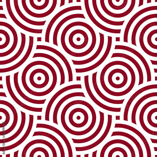 White rings seamless pattern with burgundy background.