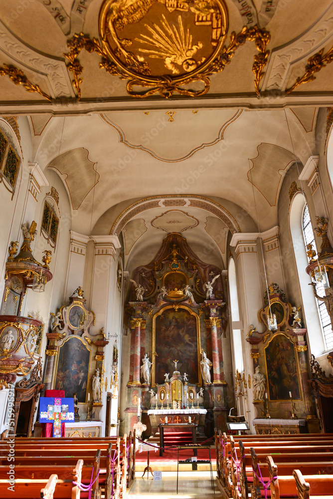 Innenansicht Klosterkirche Inzigkofen im Landkreis Sigmaringen, Baden-Württemberg
