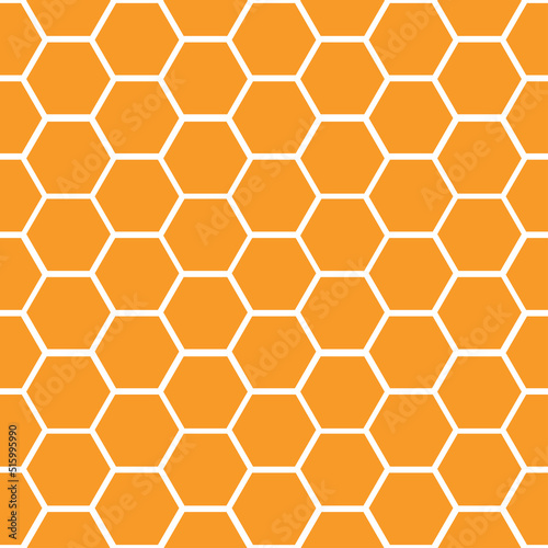 Orange honeycomb seamless pattern with white background.