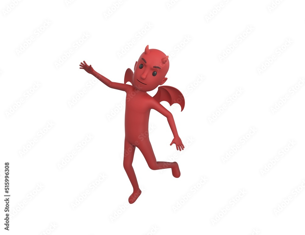 Devil character floating in the airin 3d rendering. Devil character floating in the airin 3d rendering.