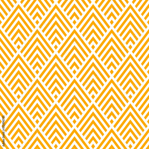 Yellow lines rhombuses seamless pattern with white background.