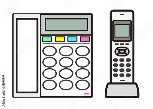 固定電話と電話子機のセットイラスト