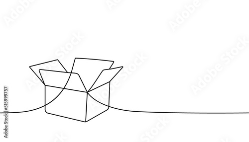 Carton box one line continuous drawing. Cardboard box continuous one line illustration. Vector minimalist linear illustration.