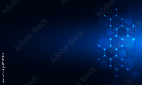 Molecular structure and chemical elements. Abstract molecules background. Science and digital technology concept.