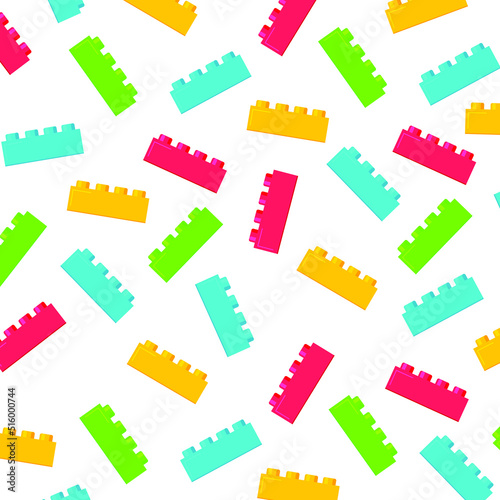 Building plastic toy bricks or child blocks construction flat cartoon illustration element isolated clipart building blocks, color vector icon