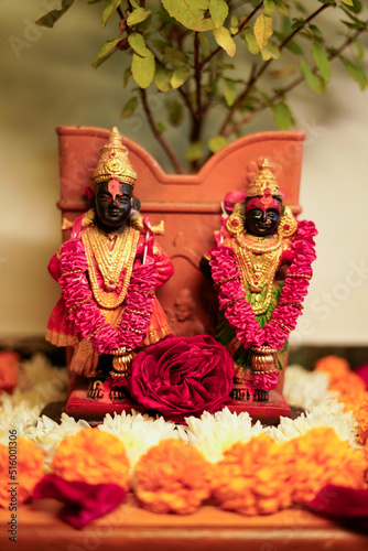 God and Goddess Vitthal Rakhumai Statue in hinduism photo