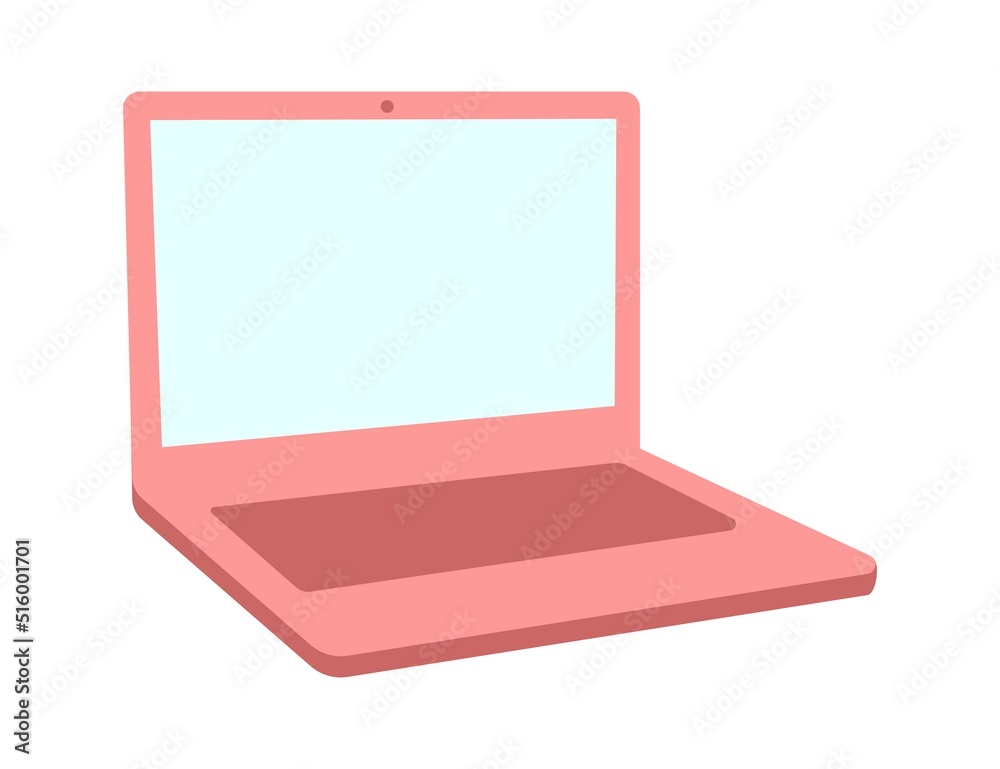 pink laptop with blank white screen isolated on white background. Vector illustration. pink laptop with blank white screen isolated on white background. Vector illustration.