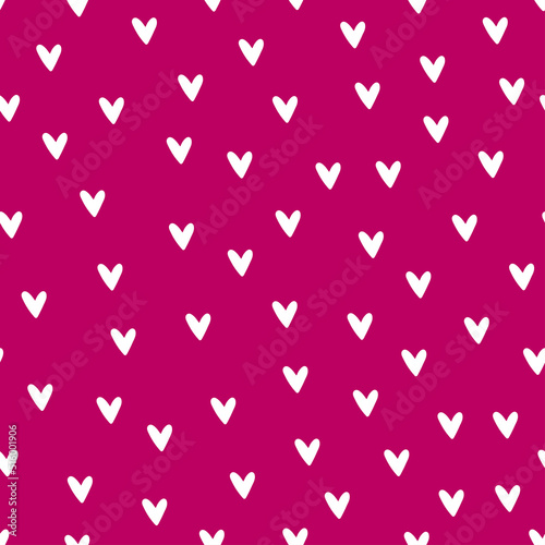 Purple seamless pattern with white small hearts.