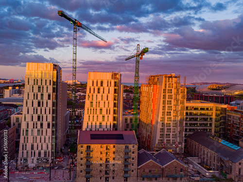 Fotografia Construction site at sunset