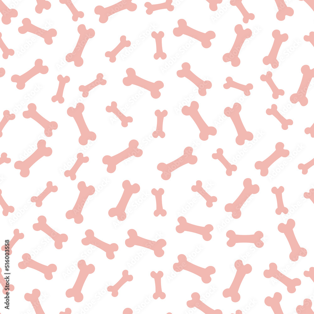 Pink bone treat seamless pattern.