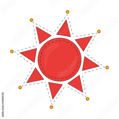 Red sun. Russian symbol holiday spring Shrovetide. Ornamental doodle vector illustration for printing, backgrounds, covers, packaging, greeting cards, posters, stickers and textile