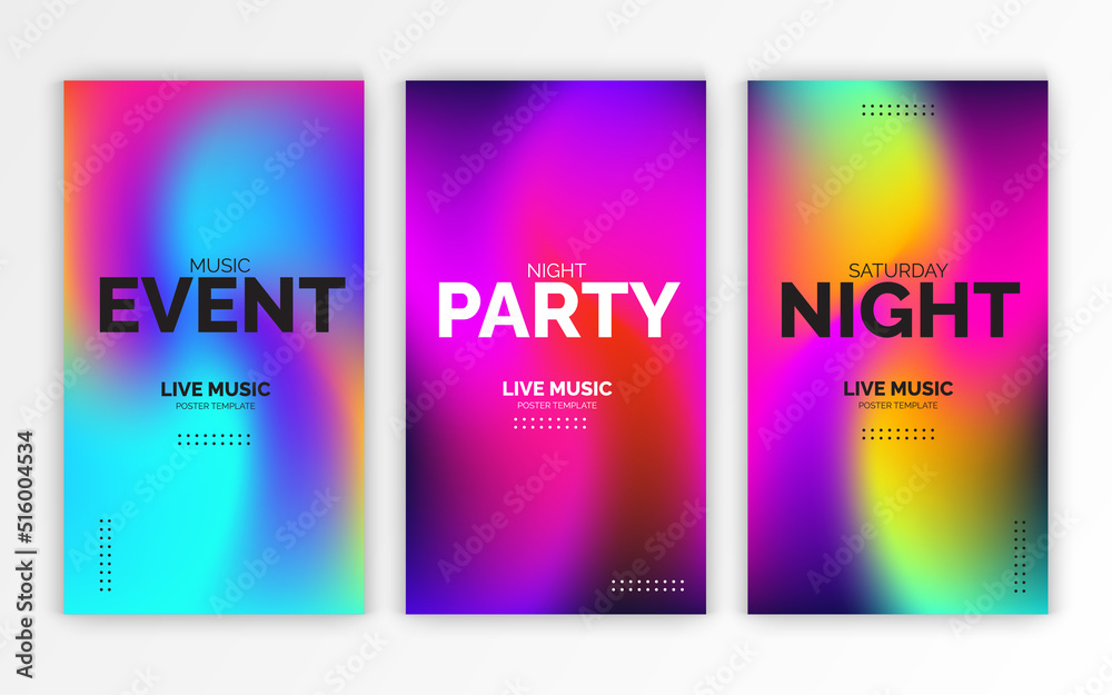 Set of banners design template. Abstract colorful liquid composition style for business, music event and social media promotion. Vector