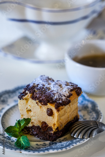 Curd casserole with raisins and chocolate