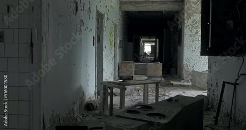 Ruined corridor inRuined corridor in abandoned hospital Pripyat abandoned hospital Pripyat
