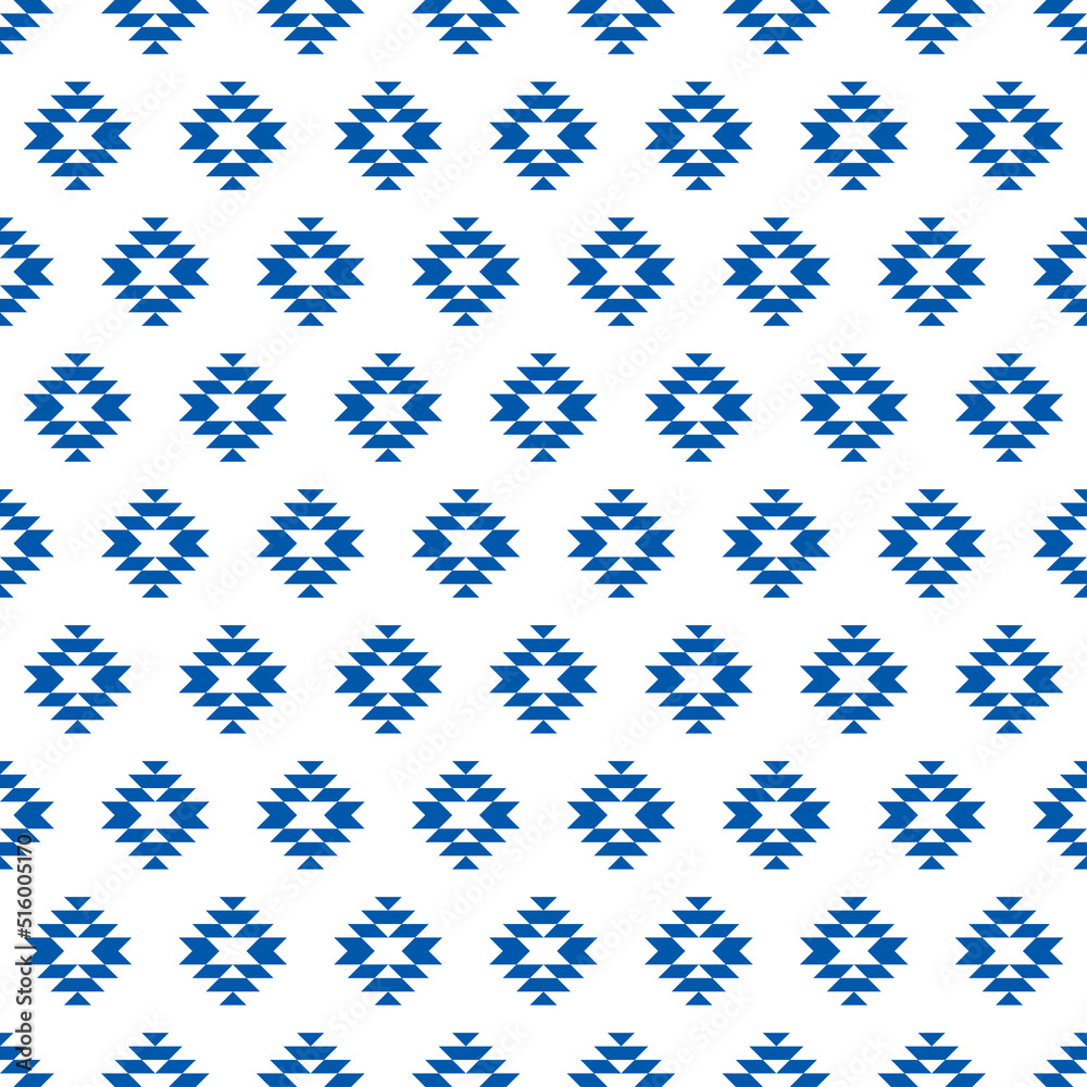Blue and white kilim seamless pattern. Aztec design pattern. Blue and white kilim seamless pattern. Aztec design pattern.