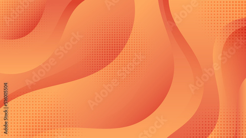 Abstract orange wave shape overlapping layer with halftone effect background paper art style