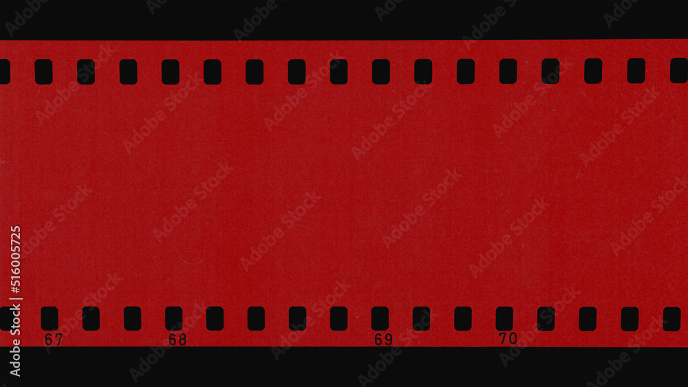 scan of cine 35mm filmstrip isolated on black background. empty or blank film material.