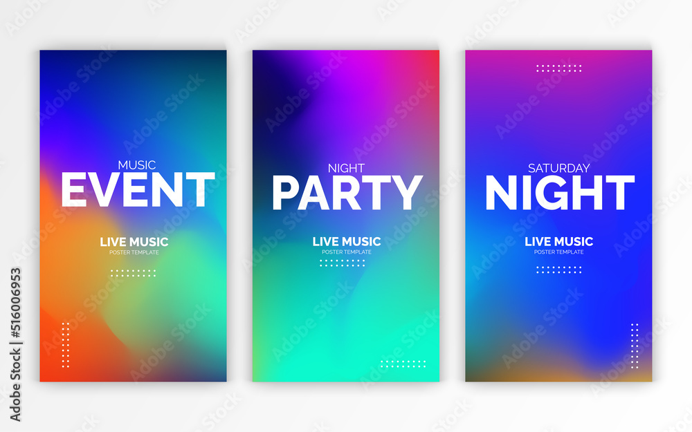 Set of banners design template. Abstract colorful liquid composition style for business, music event and social media promotion. Vector eps10