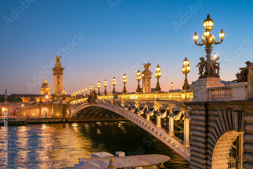 Pont Alexandre III at night, Paris, France photo