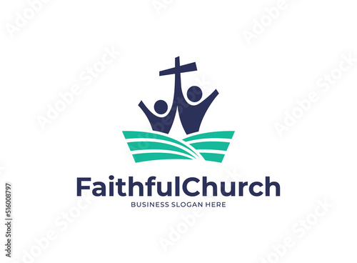Illustration vector graphic of faithful church logo designs concept. Perfect for community, education, bible, catholic