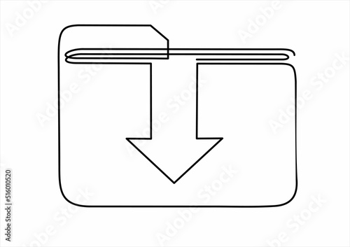 Continuous one line drawing of download folder