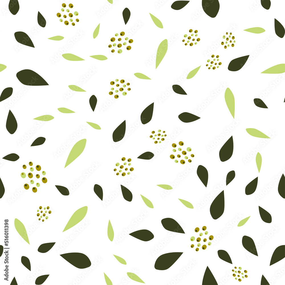 Seamless vector pattern with olives and olive leaves on a white background. Illustration for the label of olive oil, canned olives, olive product packaging. Vegetable texture Seamless vector pattern with olives and olive leaves on a white background. Illustration for the label of olive oil, canned olives, olive product packaging. Vegetable texture