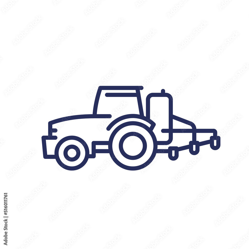 tractor, agrimotor with sprayer line icon