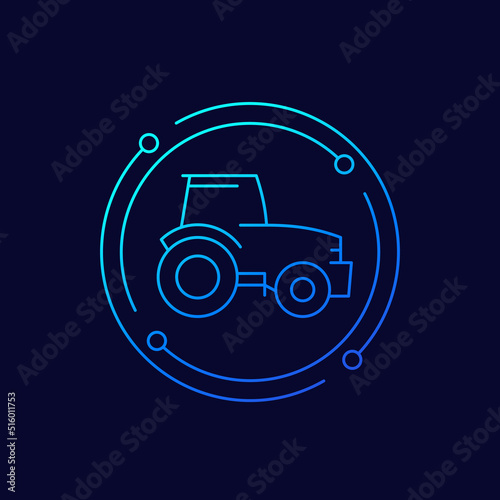 tractor, agrimotor icon, linear design
