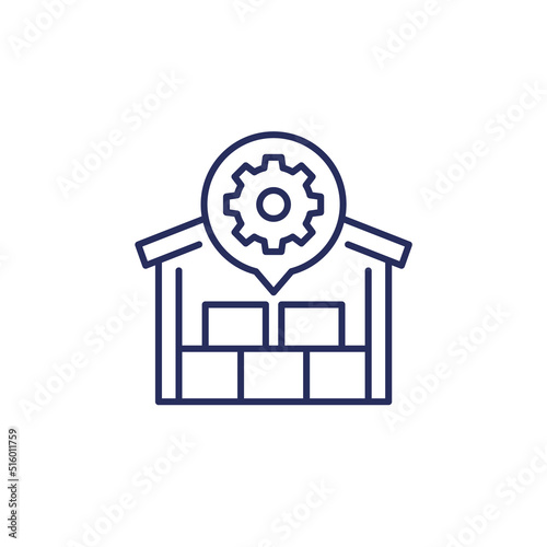 warehouse, distribution optimization icon, line vector