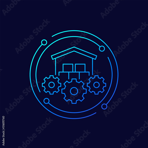 warehouse, logistics optimization line vector icon