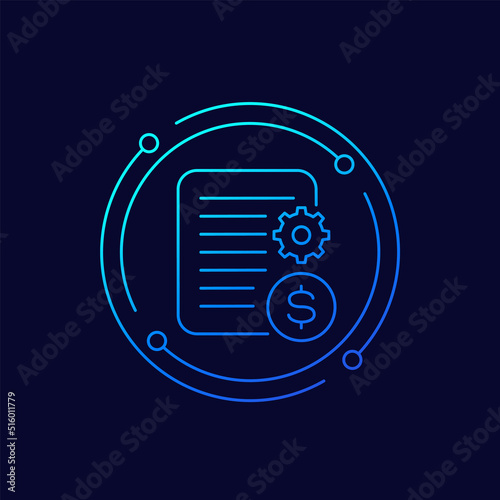 transaction information icon, linear design