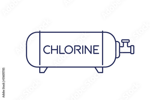 Chlorine gas cylinder or tank line icon