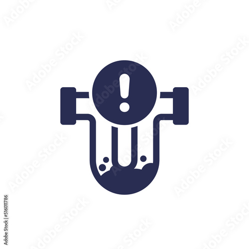 Clog in pipe warning icon