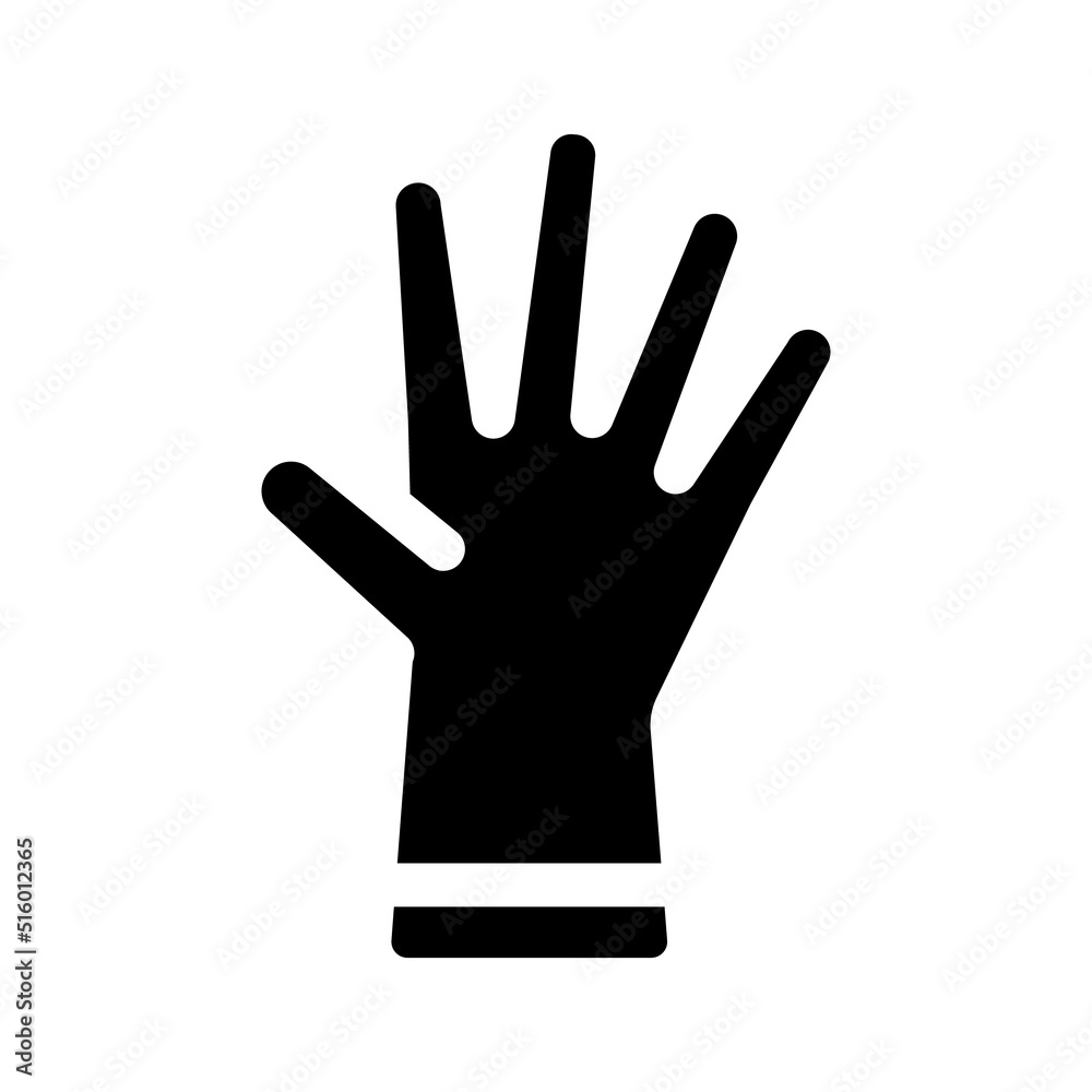 Single black glove filled glyph icon. Disposable PPE. Single black glove filled glyph icon. Disposable PPE.