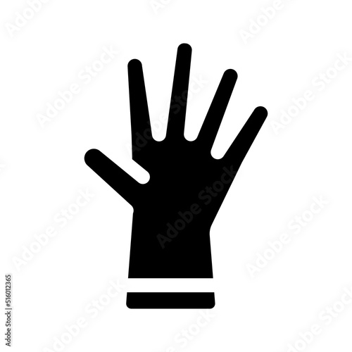 Single black glove filled glyph icon. Disposable PPE.