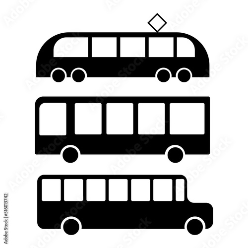 school bus icon pack vector black white