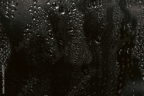 Print op canvas black wet background / raindrops for overlaying on window, concept of autumn wea