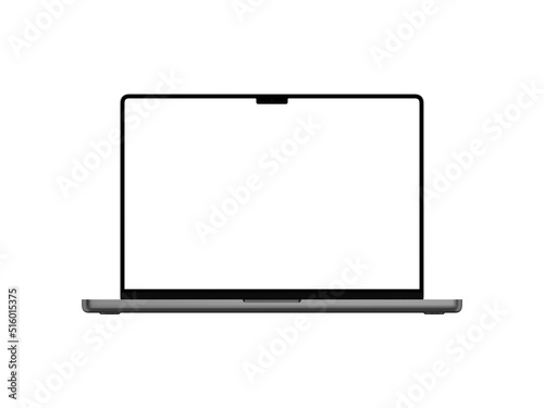 frameless expensive laptop mackup with white screen and white background, template, monitor, Space Gray photo