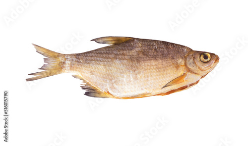 gutted dried fish isolated on a white background