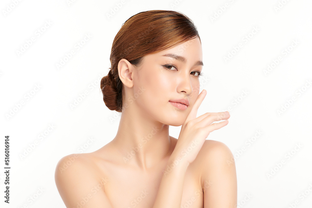 Beautiful young asian woman with clean fresh skin on white background, Face care, Facial treatment, Cosmetology, beauty and spa, Asian women portrait. Beautiful young asian woman with clean fresh skin on white background, Face care, Facial treatment, Cosmetology, beauty and spa, Asian women portrait.