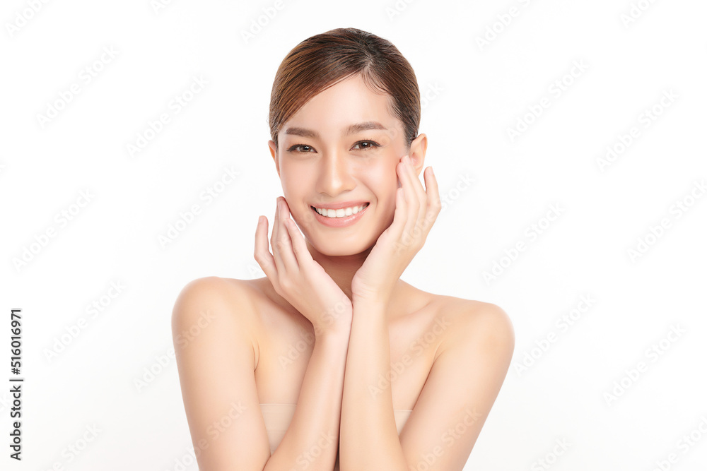 Beautiful young asian woman with clean fresh skin on white background, Face care, Facial treatment, Cosmetology, beauty and spa, Asian women portrait. Beautiful young asian woman with clean fresh skin on white background, Face care, Facial treatment, Cosmetology, beauty and spa, Asian women portrait.